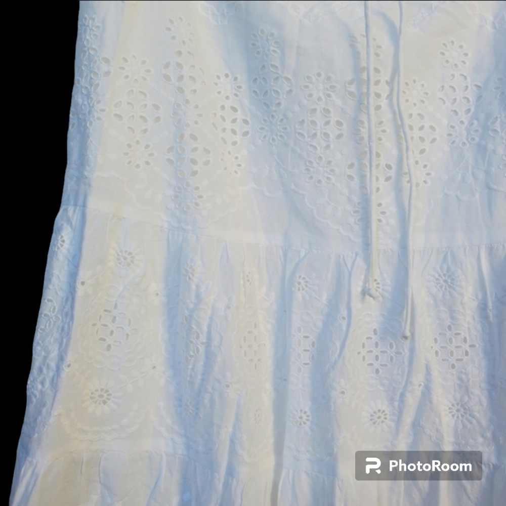 Sundance Boho Eyelet Skirt Embroidered Tiered Size L - Like NEW 'Bastilla' - Picture 4 of 16